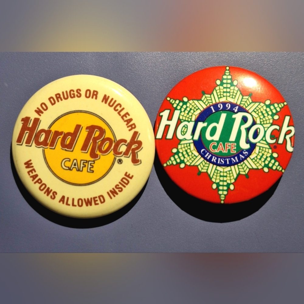 Hard Rock Cafe Yellow and Red Pin Set of 2